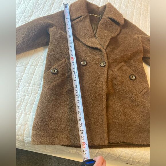 Trina Turk Nancy Double Breasted Peacoat Alpaca Wool Brown Oversized Coat - Picture 8 of 10